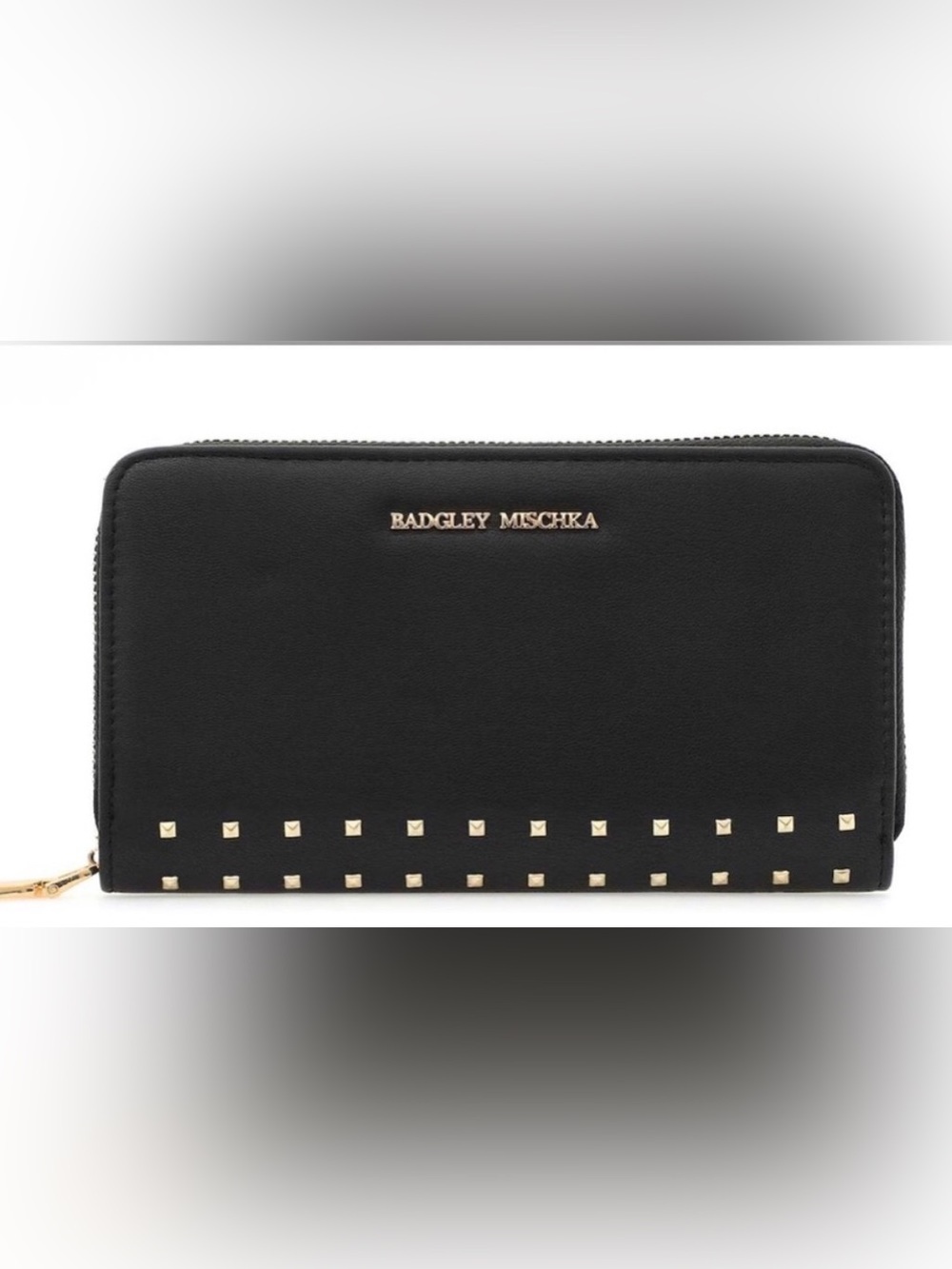 BADGLEY MISCHKA Square Studs Long Wallet with letter logo NWT
